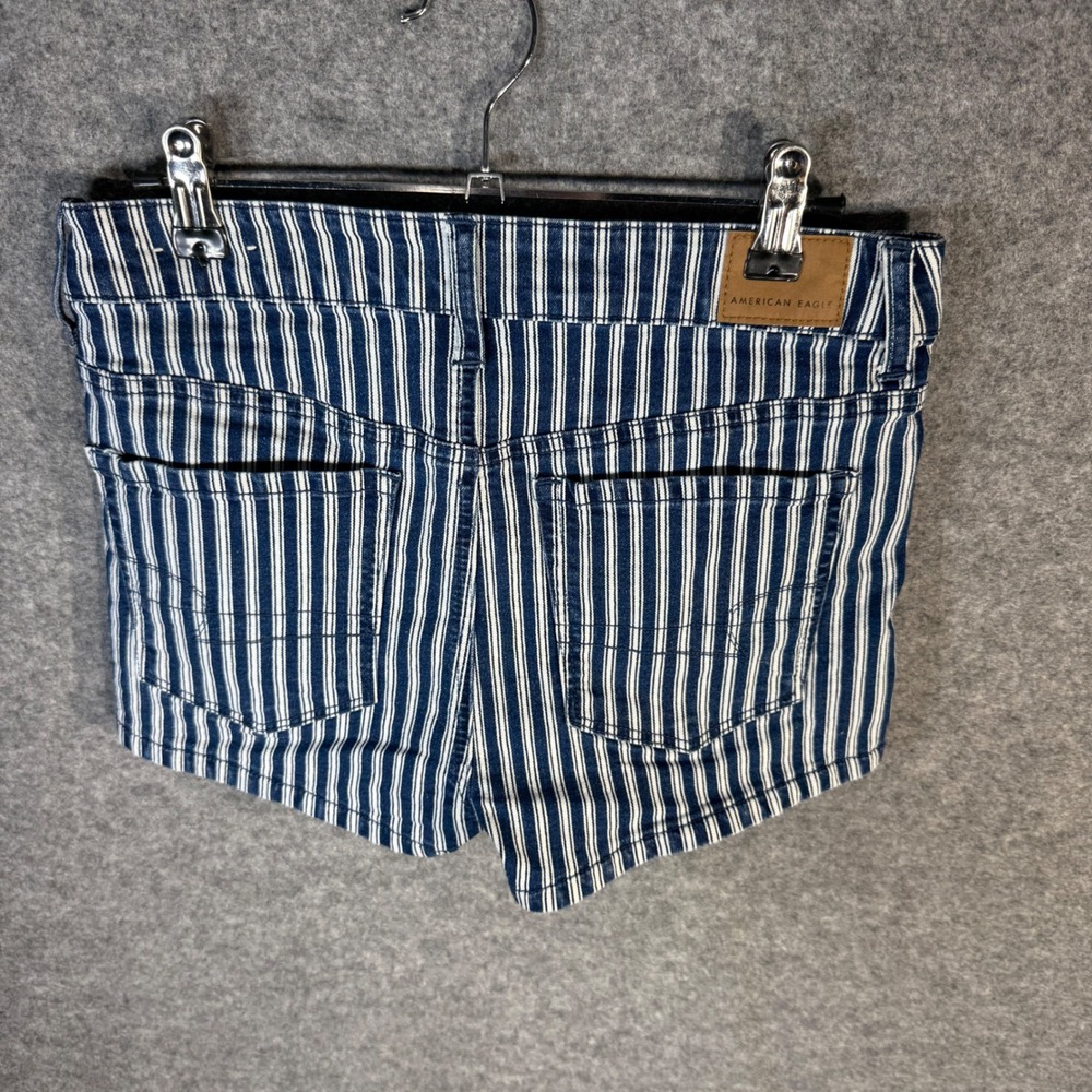 American Eagle Outfitters Blue White Stripe Hi Rise Shortie Shorts‎ Women Size 6 - Picture 7 of 10